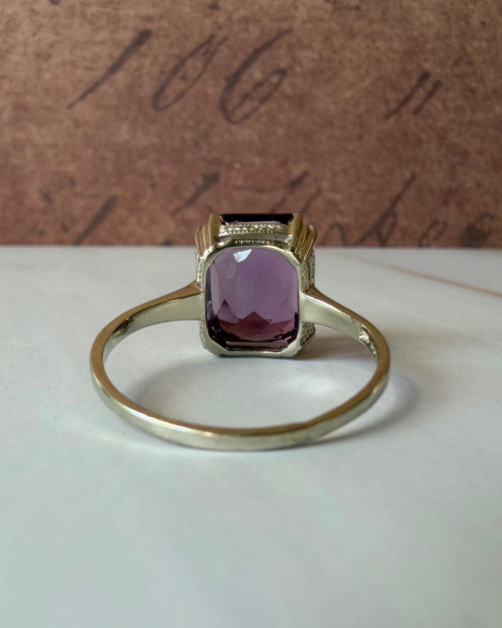 Art Deco 14k White Gold and Amethyst Ring