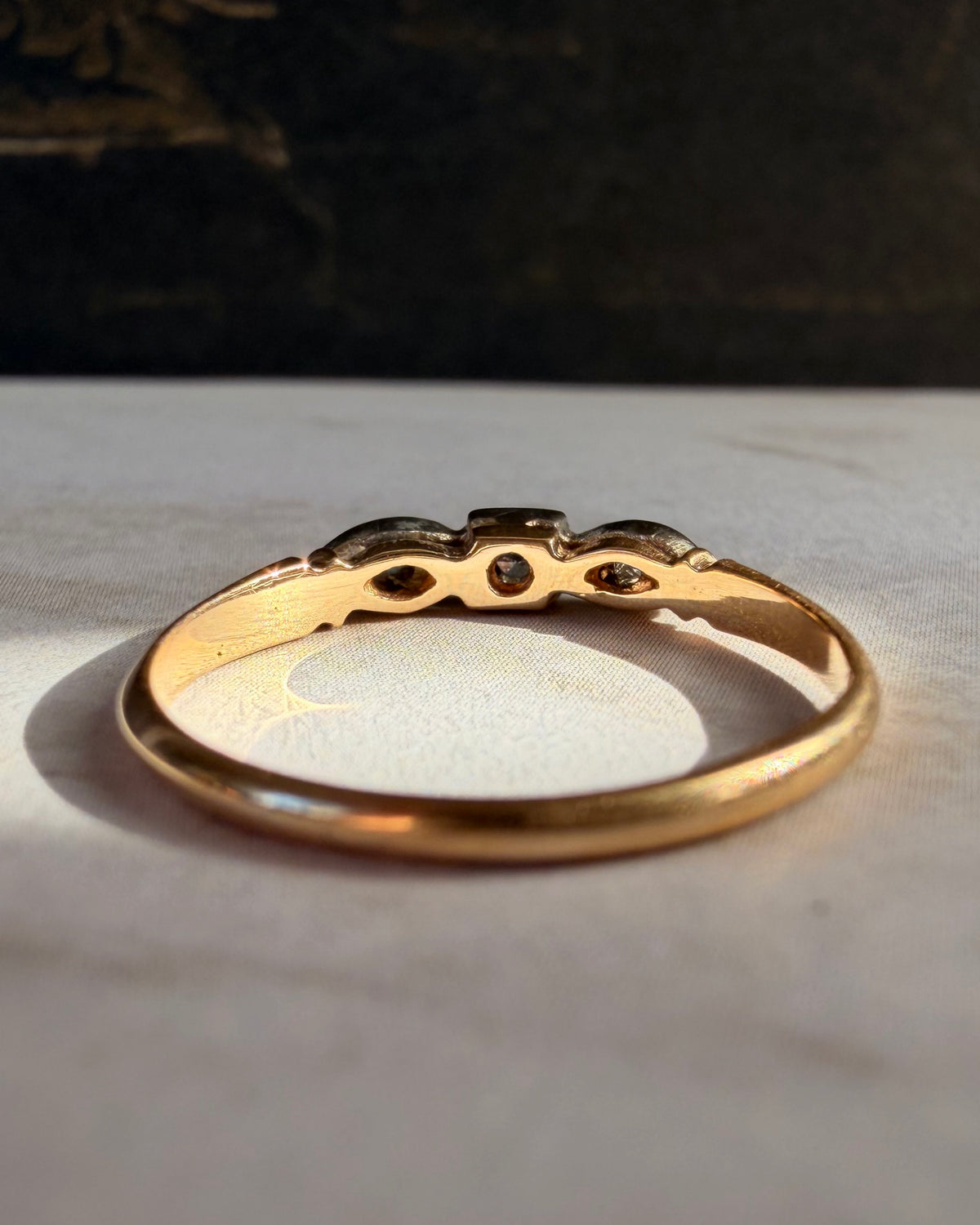 Art Deco 14k Two-Tone Gold and Diamond Band