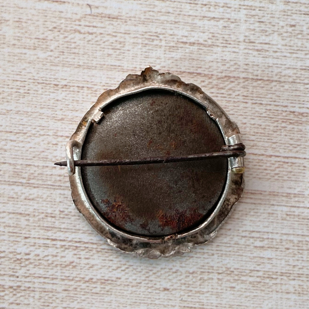 Antique French Silver WWI Memorial Photo Brooch - Clover Collective Antiques