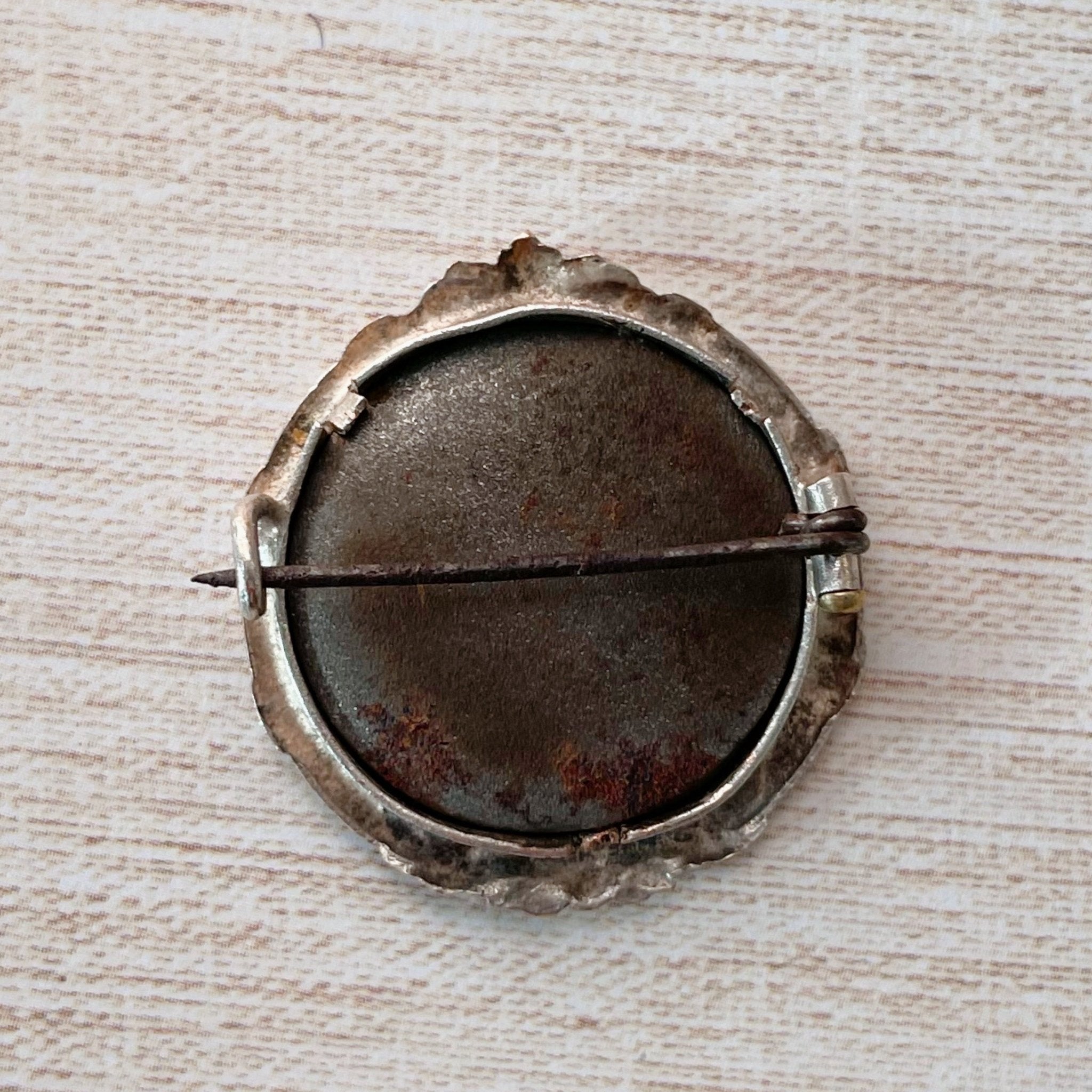 Antique French Silver WWI Memorial Photo Brooch - Clover Collective Antiques