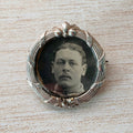 Antique French Silver WWI Memorial Photo Brooch - Clover Collective Antiques