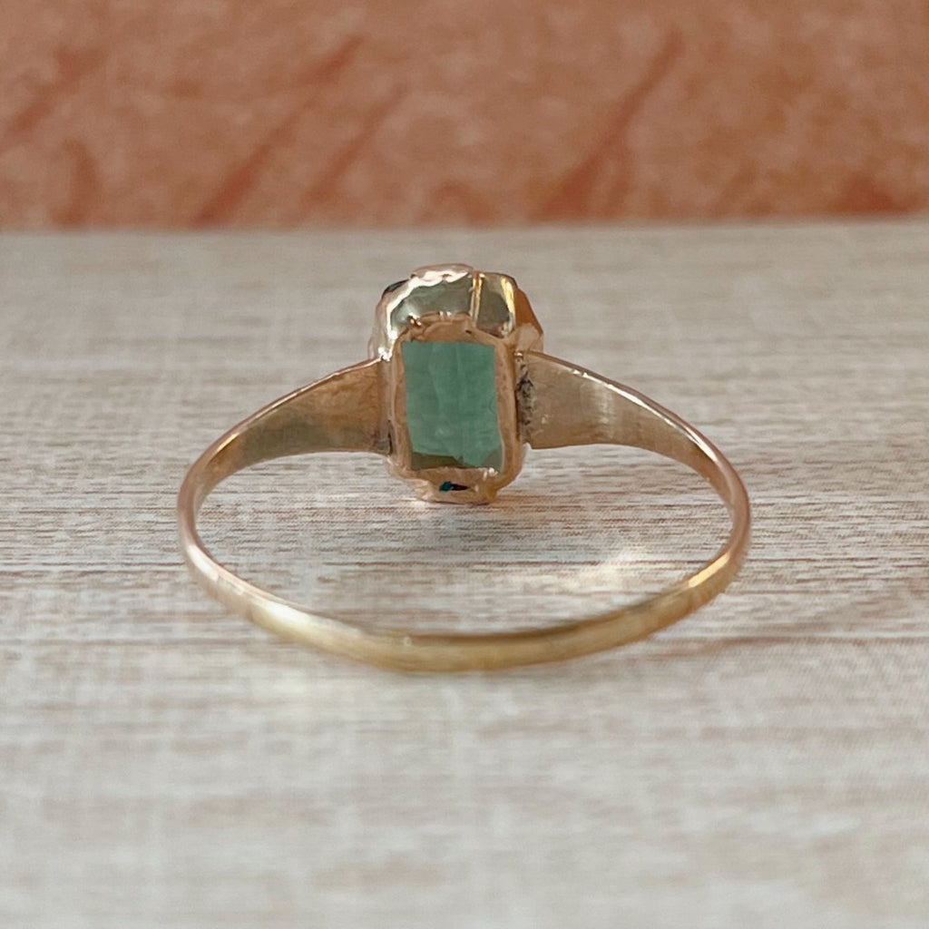 Art Deco 10k Rose Gold and Green Tourmaline Ring - Clover Collective Antiques