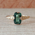 Art Deco 10k Rose Gold and Green Tourmaline Ring - Clover Collective Antiques
