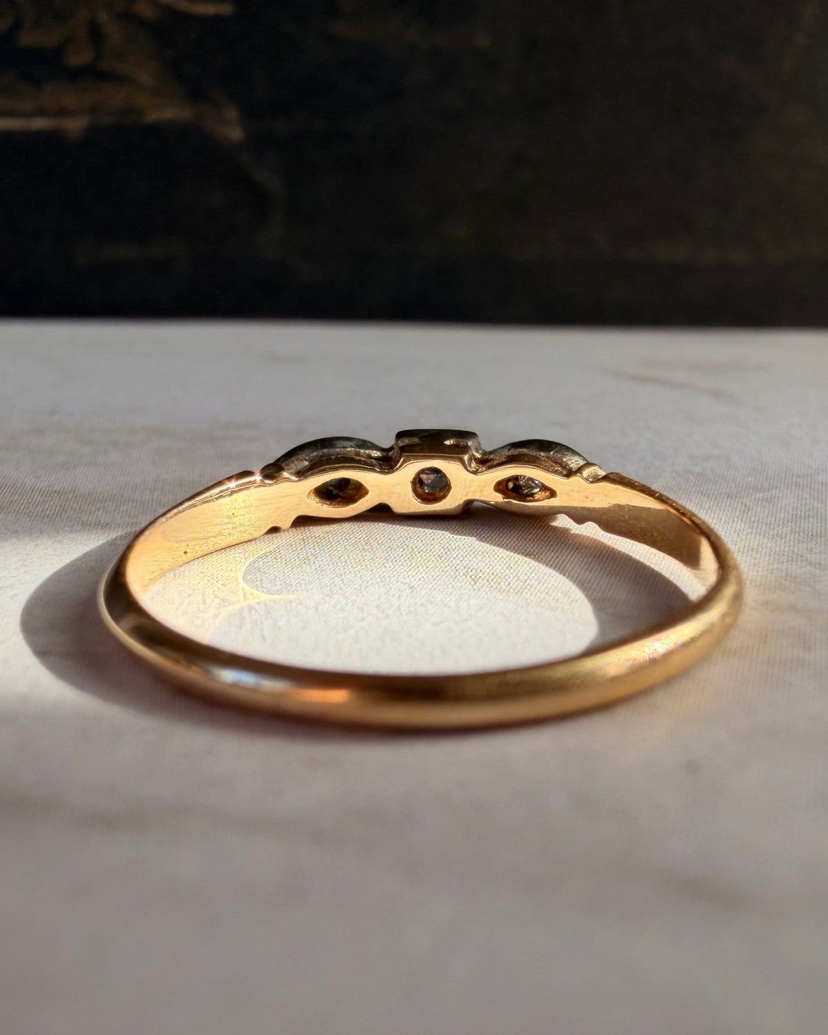 Art Deco 14k Two-Tone Gold and Diamond Band - Clover Collective Antiques