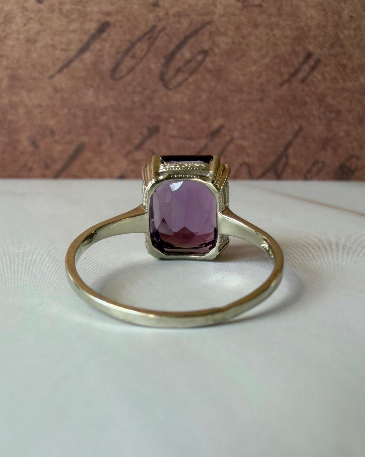 Art Deco 14k White Gold and Amethyst Ring - Clover Collective Antiques