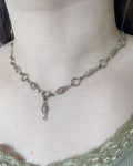Art Deco 14k White Gold Chain Link Filigree Necklace - Clover Collective Antiques