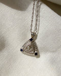 Art Deco 14k White Gold, Diamond, and Synthetic Sapphire Pendant Necklace - Clover Collective Antiques