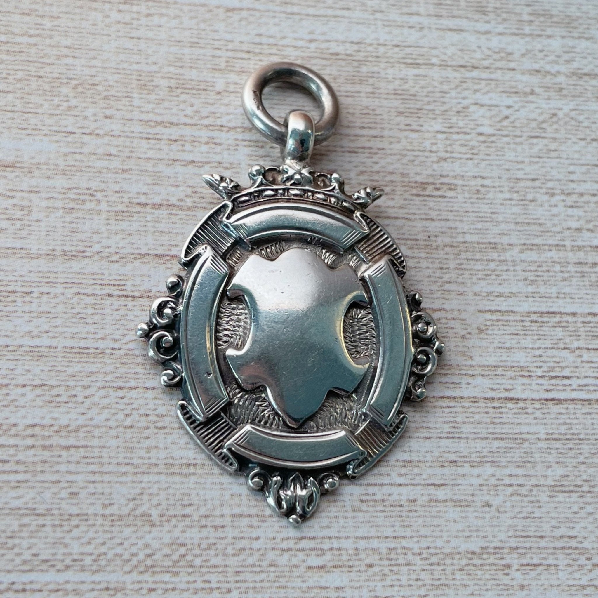 Art Deco J W Tiptaft British Sterling Silver Fob Pendant - Clover Collective Antiques