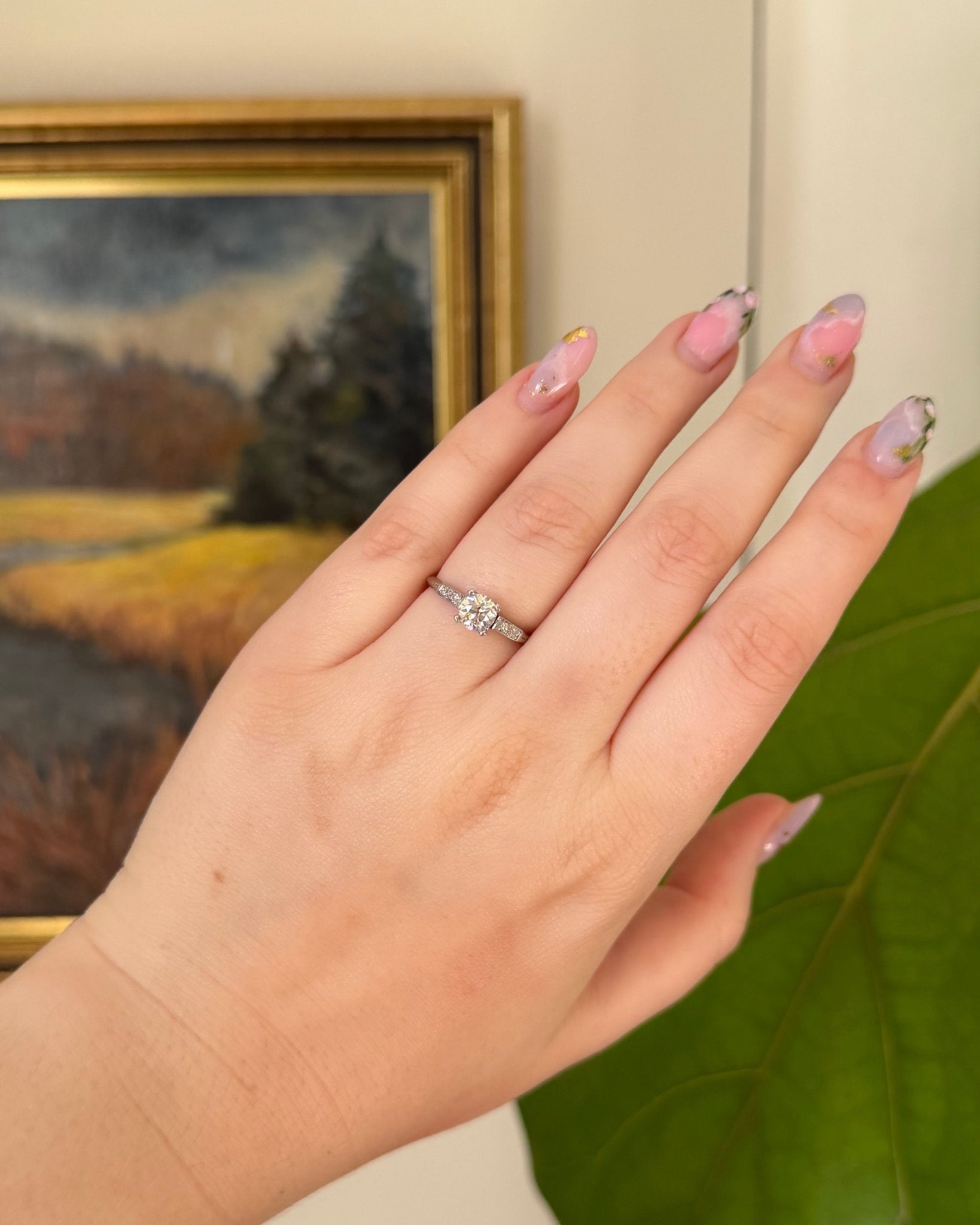 Art Deco Platinum and 0.65 Carat Diamond Ring - Clover Collective Antiques