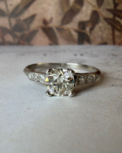 Art Deco Platinum and 0.65 Carat Diamond Ring - Clover Collective Antiques