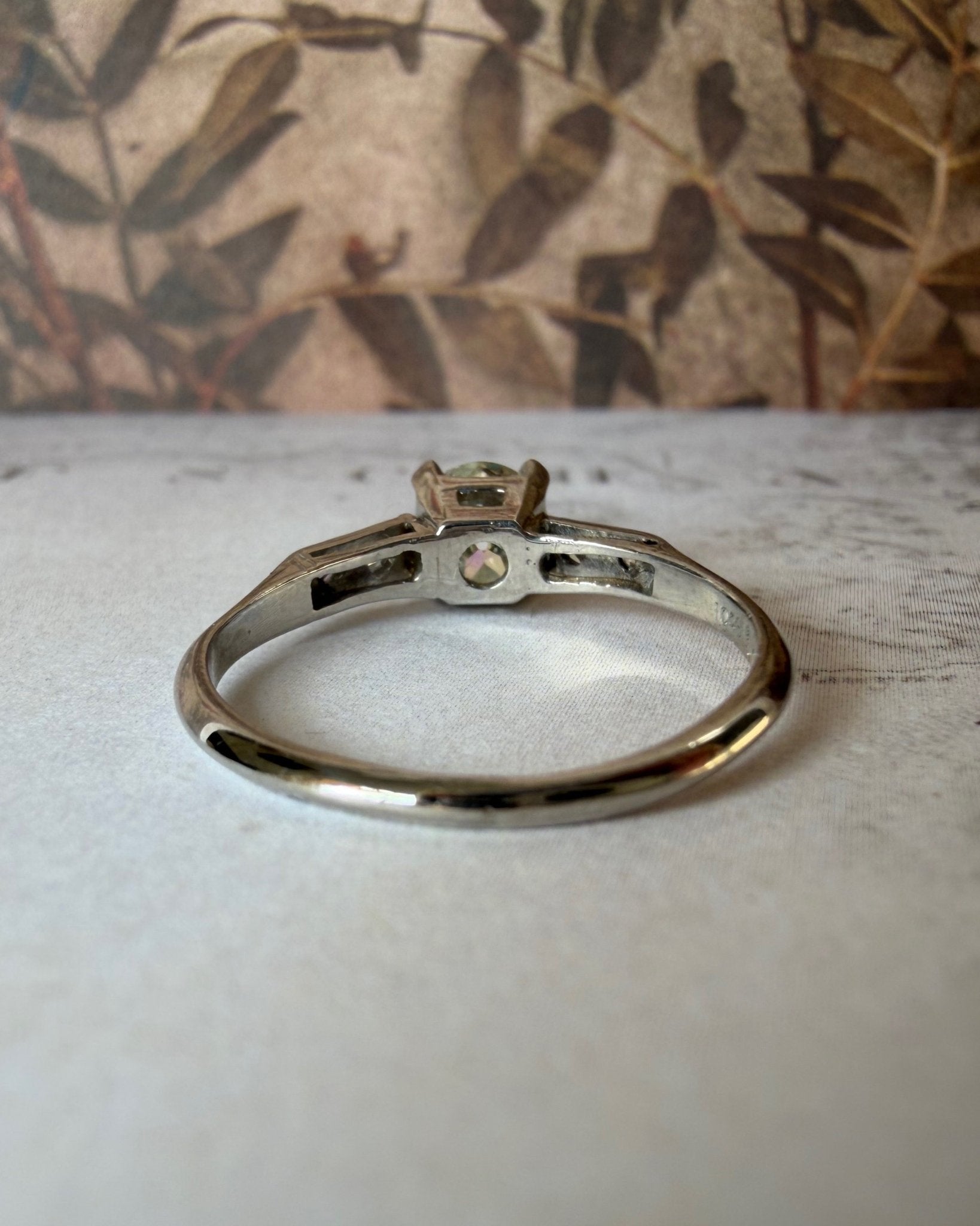 Art Deco Platinum and 0.65 Carat Diamond Ring - Clover Collective Antiques