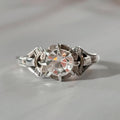 Art Deco Silver, 9k Rose Gold, and Paste Ring - Clover Collective Antiques