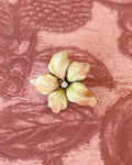 Art Nouveau 14k Yellow Gold, Diamond, and Enamel Flower Pin - Clover Collective Antiques