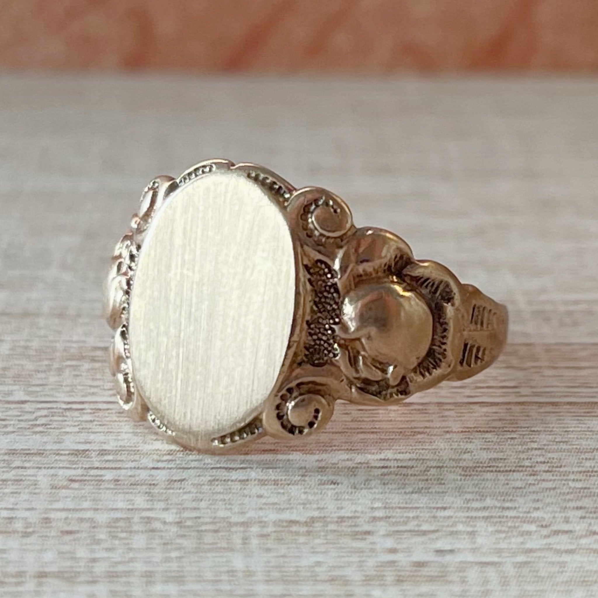 Edwardian 10k Rose Gold Signet Ring - Clover Collective Antiques