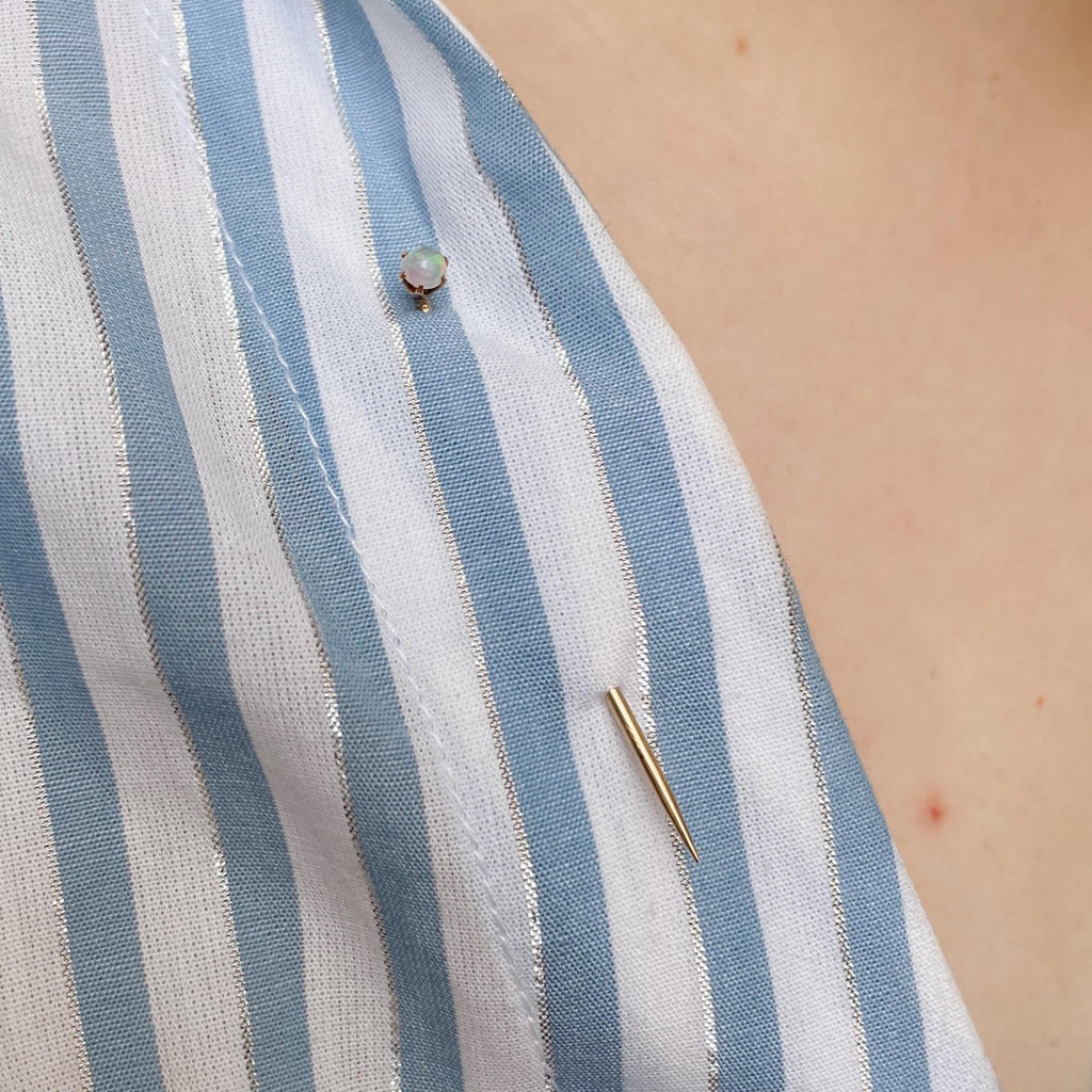Edwardian 14k Yellow Gold and Opal Stickpin - Clover Collective Antiques