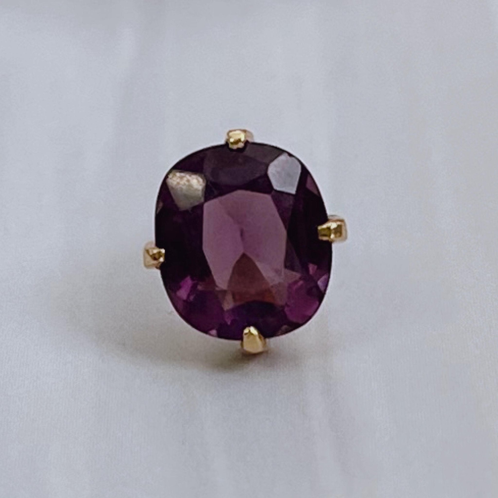 Edwardian 14k Yellow Gold and Simulated Amethyst Tie Tack - Clover Collective Antiques