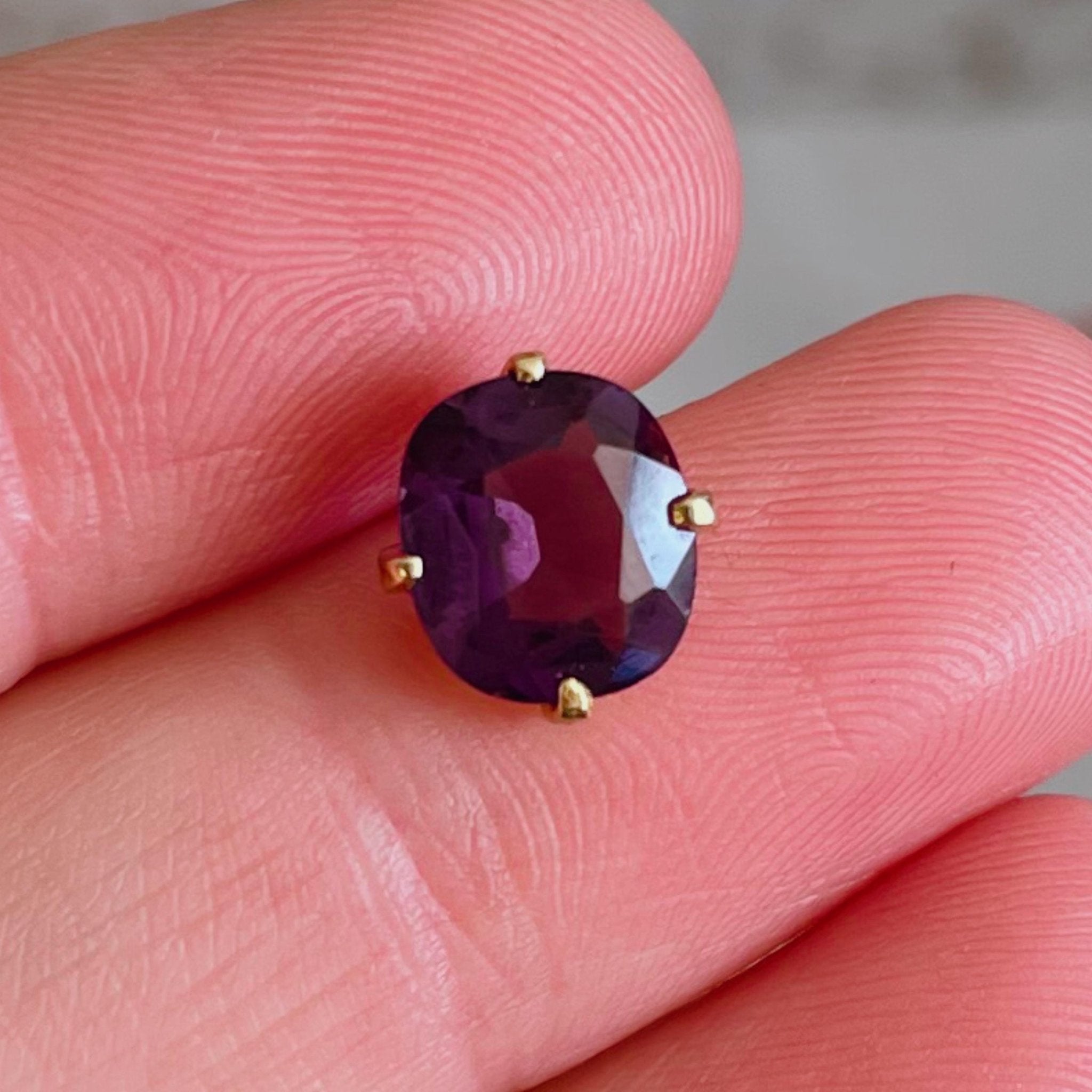 Edwardian 14k Yellow Gold and Simulated Amethyst Tie Tack - Clover Collective Antiques