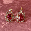 Edwardian Platinum 18k Yellow Gold Pink Tourmaline Drop Earrings - Clover Collective Antiques