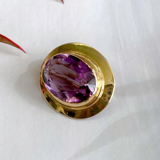 Antique Ehrlich & Sinnock Inc. 14k Yellow Gold and Amethyst Brooch