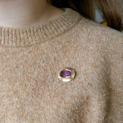 Antique Ehrlich & Sinnock Inc. 14k Yellow Gold and Amethyst Brooch