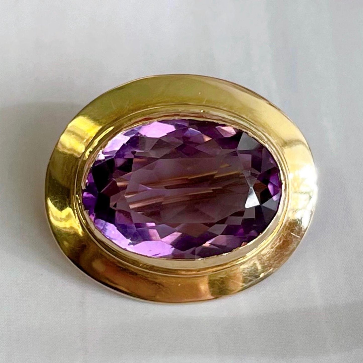 Antique Ehrlich & Sinnock Inc. 14k Yellow Gold and Amethyst Brooch