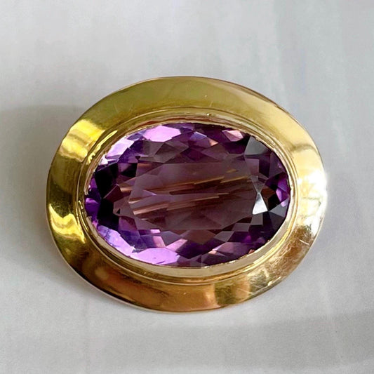 Antique Ehrlich & Sinnock Inc. 14k Yellow Gold and Amethyst Brooch