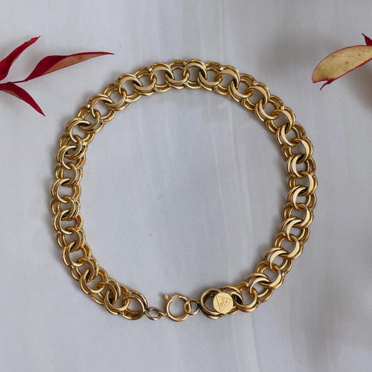 Mid-Century POM Reuben Pomerantz Jewelry Co. Inc. 14k Gold Double-Link Bracelet
