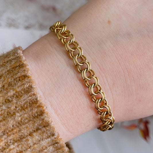 Mid-Century POM Reuben Pomerantz Jewelry Co. Inc. 14k Gold Double-Link Bracelet