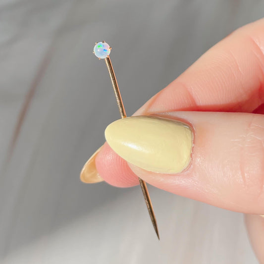 Edwardian 14k Yellow Gold and Opal Stickpin