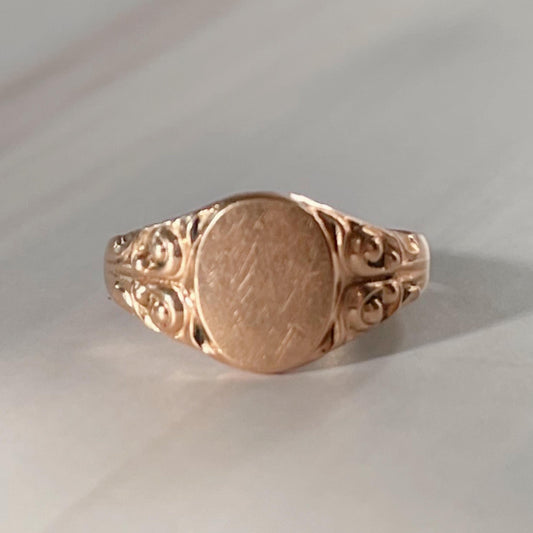Victorian 10k Rose Gold Signet Baby Midi Ring