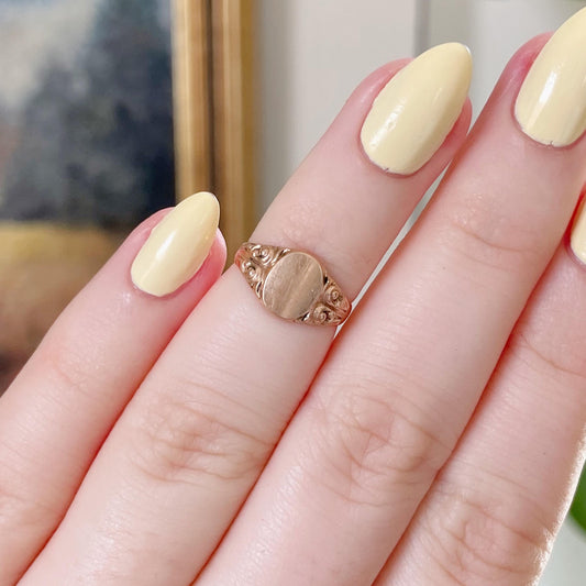 Victorian 10k Rose Gold Signet Baby Midi Ring
