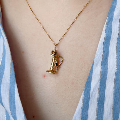 Vintage 14k Yellow Gold Candlestick Telephone Charm
