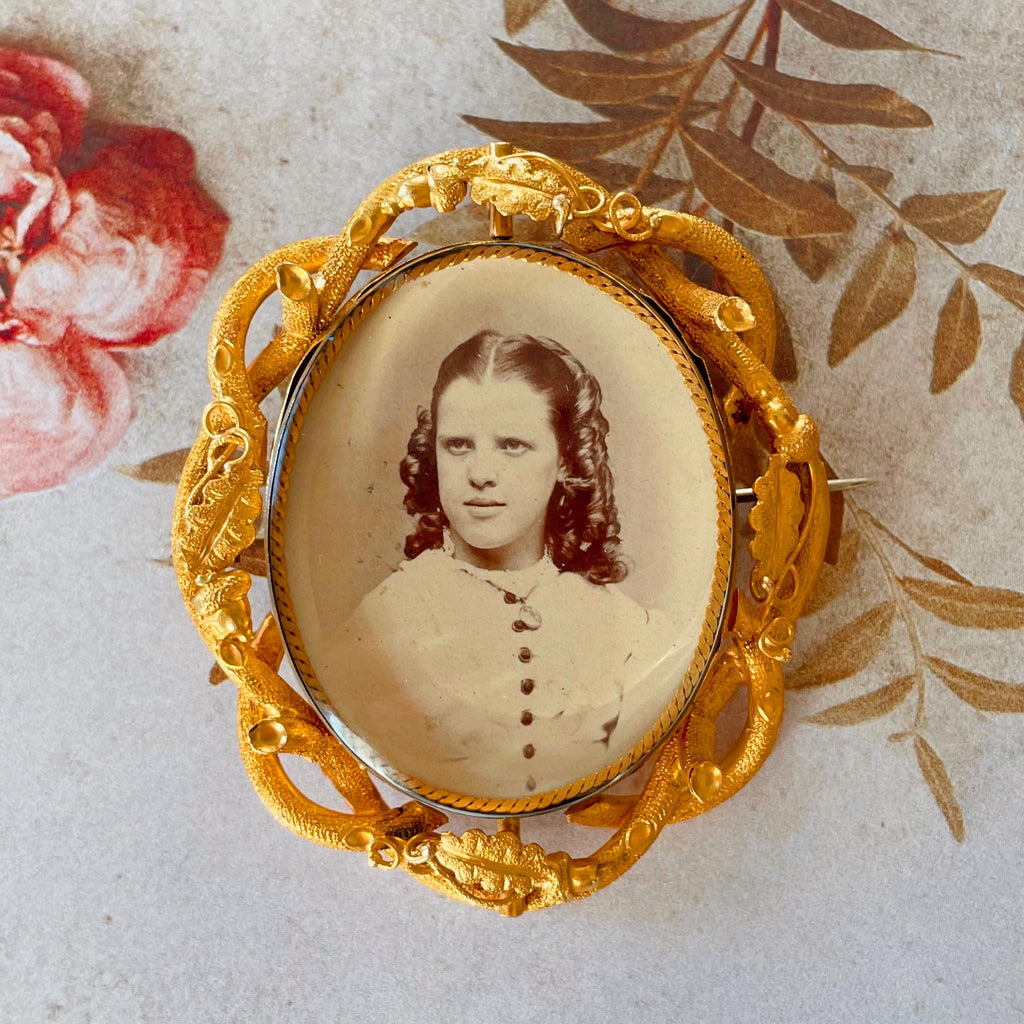 Victorian 18k Yellow Gold Mourning Reversible Swivel Photo Brooch/Pendant