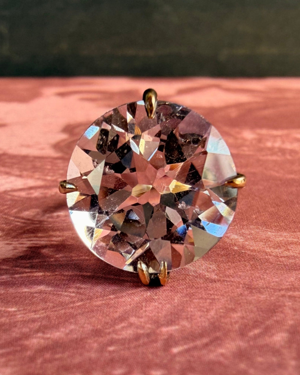 Mid-Century 14k Yellow Gold and Rock Crystal Cocktail Ring - Clover Collective Antiques