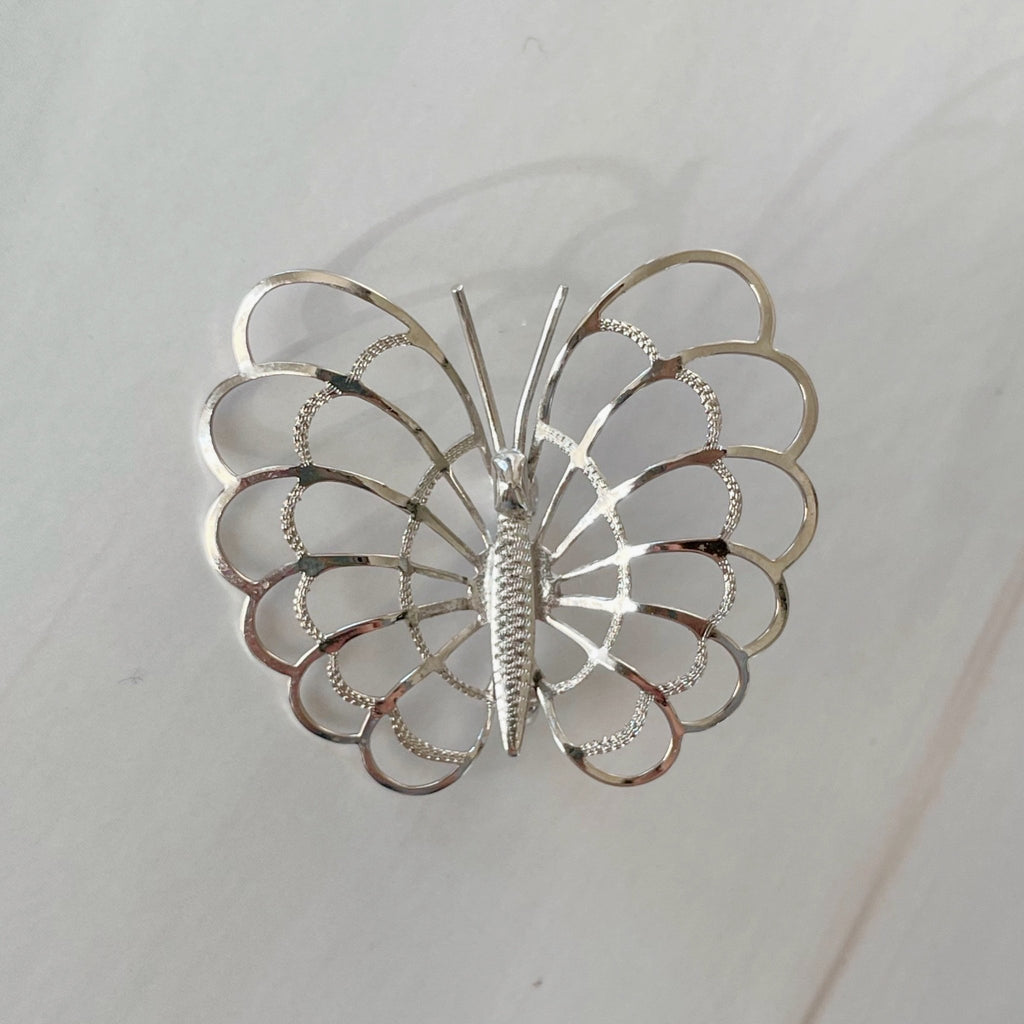Mid - Century Bond Boyd Sterling Silver Butterfly Brooch - Clover Collective Antiques