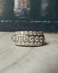 Mid - Century Platinum and Diamond Wide Band - Clover Collective Antiques