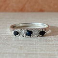 Mid - Century Sapphire, Paste, and Sterling Silver Ring - Clover Collective Antiques