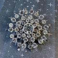 Mid - Century Silver Tone And Crystal Sunburst Pin Brooch - Clover Collective Antiques