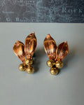 Pair of Retro Forstner 10k Two-Tone Gold Flora Berry Screw Back Earrings - Clover Collective Antiques