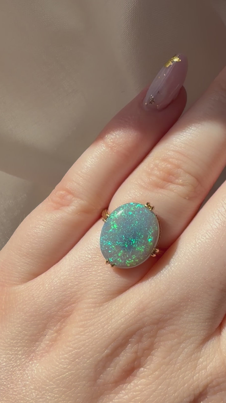 Antique-Inspired 18k Yellow Gold 4.30 Carat Australian Black Opal Ring
