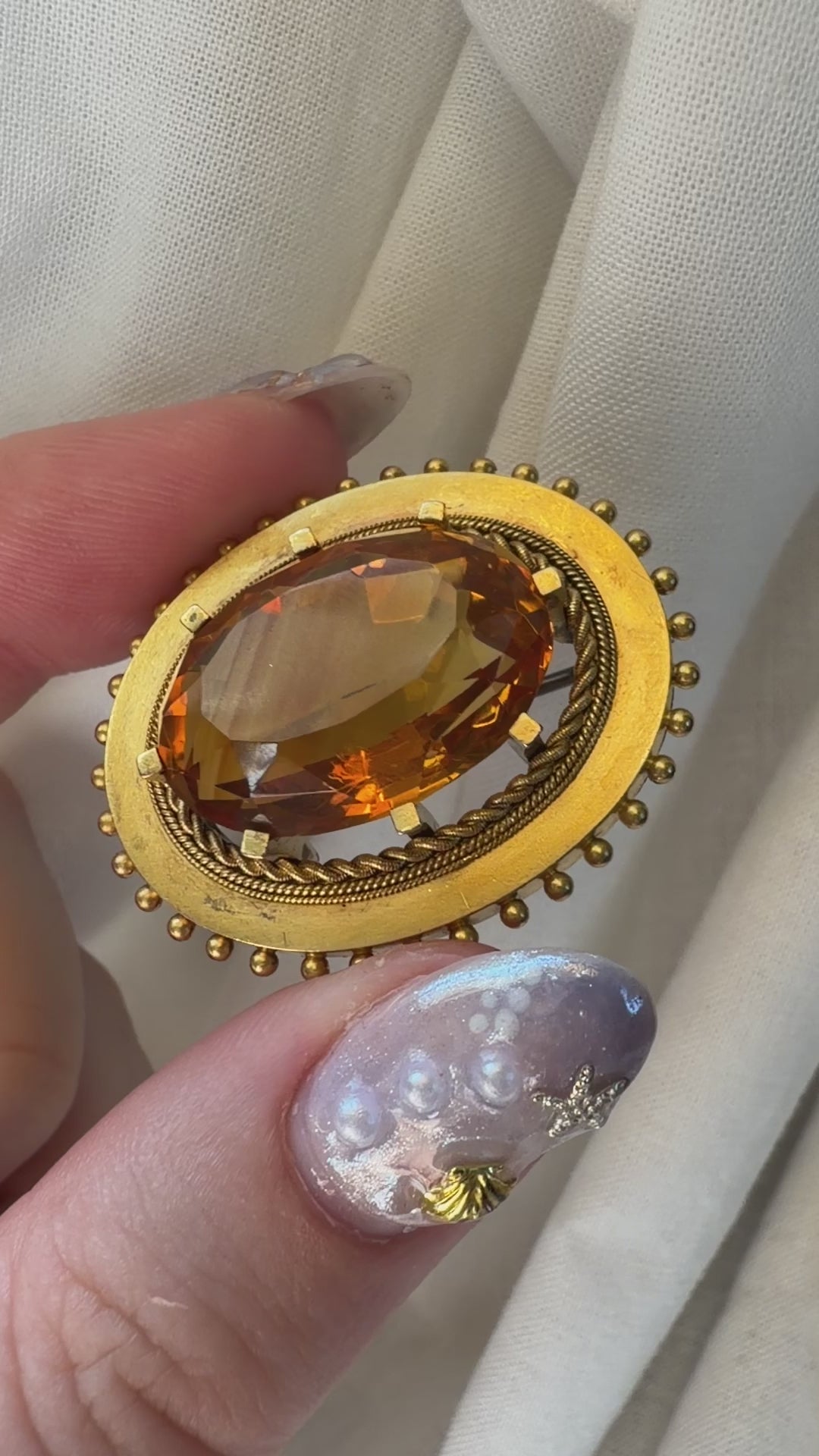 Victorian 15k Yellow Bloomed Gold and Citrine Brooch