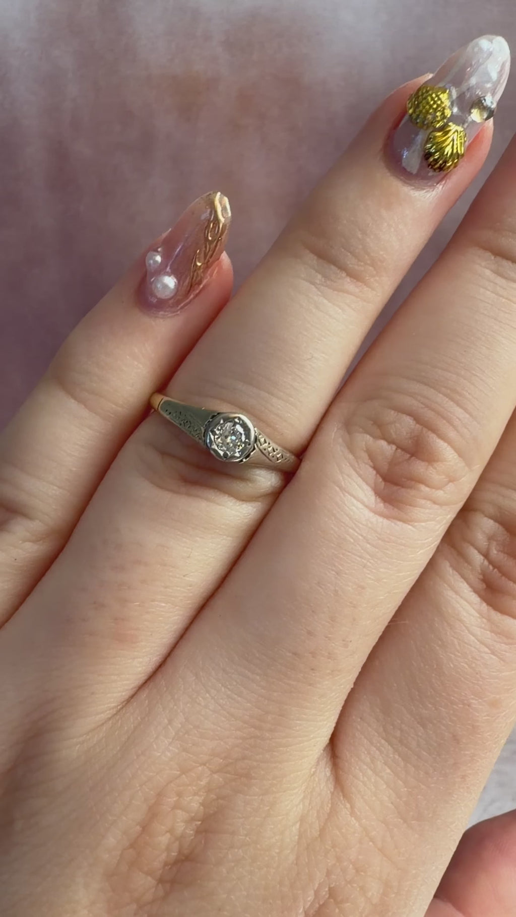 Art Deco 10k Two-Tone and Diamond Solitaire Ring
