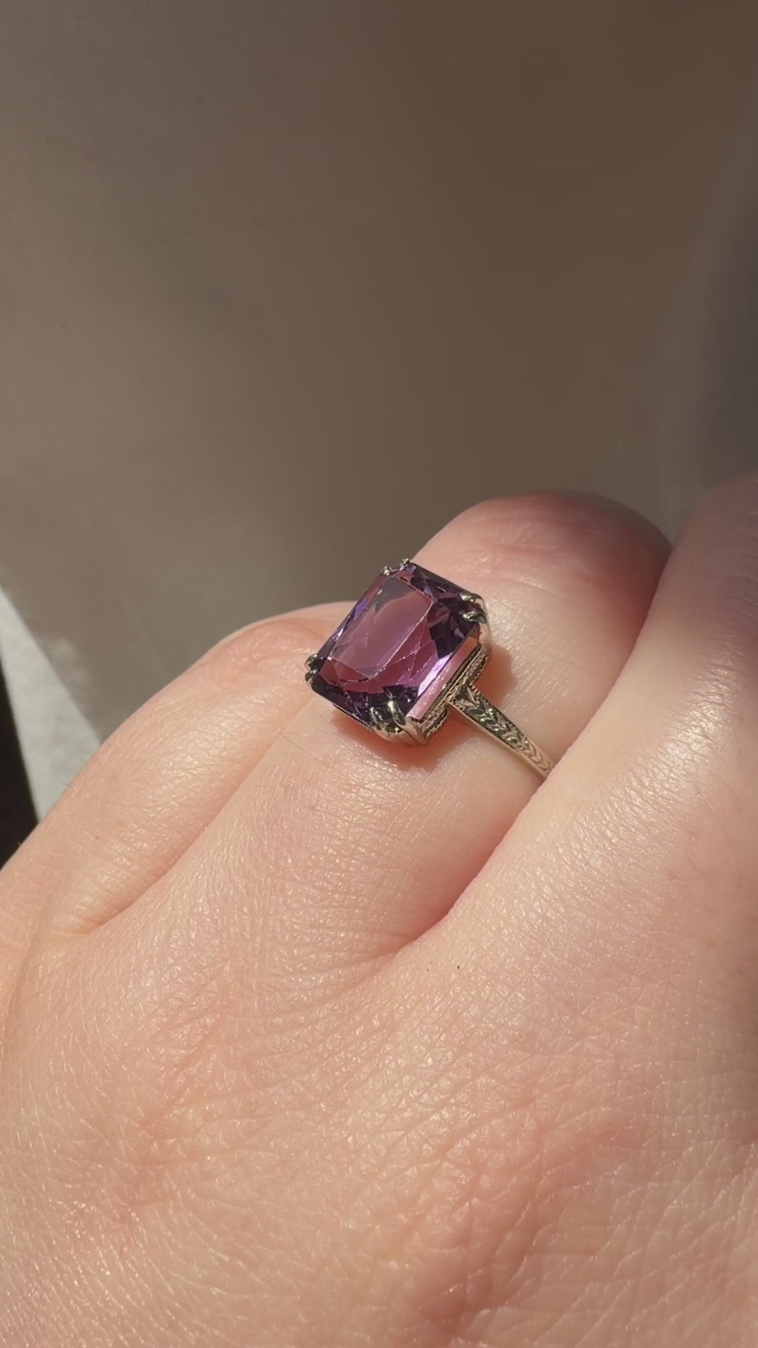 Art Deco 14k White Gold and Amethyst Ring