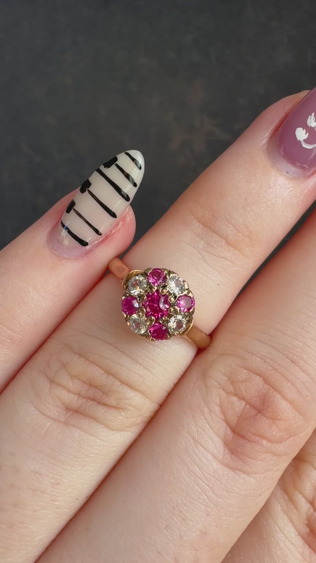 Victorian 14k Rose Gold, Pink Topaz, and White Quartz Ring