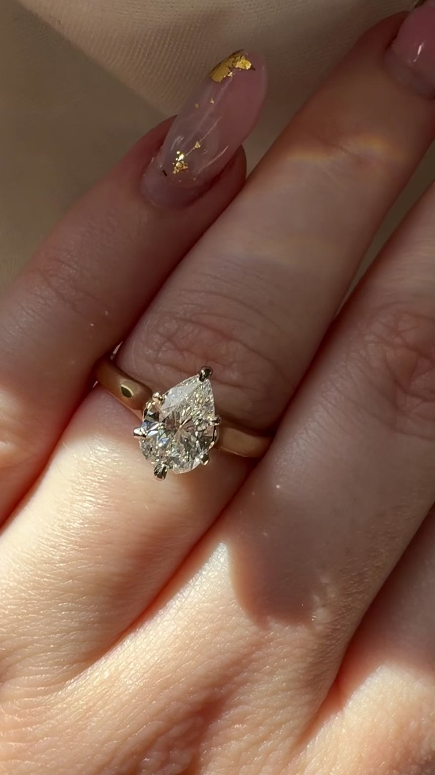 Vintage 14k Two-Tone 1.20 Carat Pear Cut Diamond Solitaire Ring