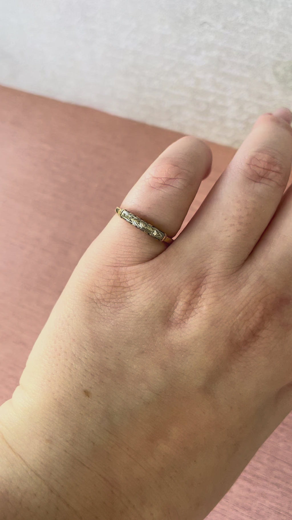 Art Deco 14k & 18k Two Tone Diamond Band