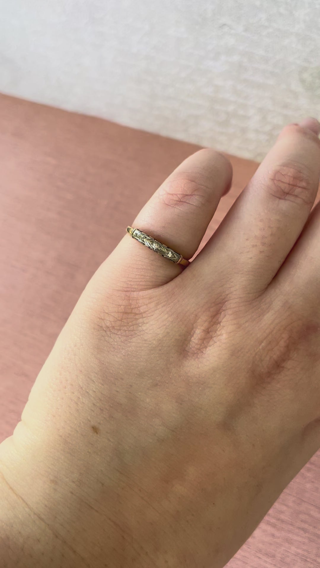 Art Deco 14k & 18k Two Tone Diamond Band