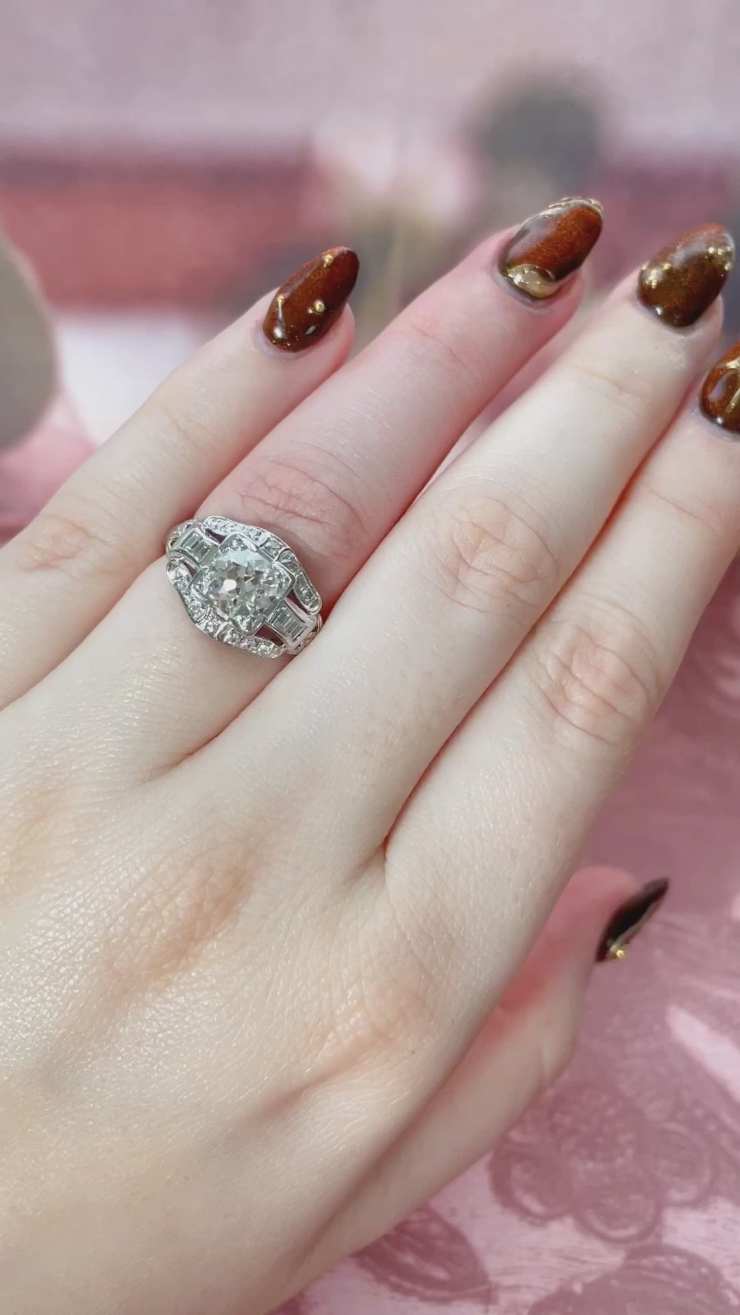 Art Deco Platinum 1.20 Carat Old European Cut Diamond Ring