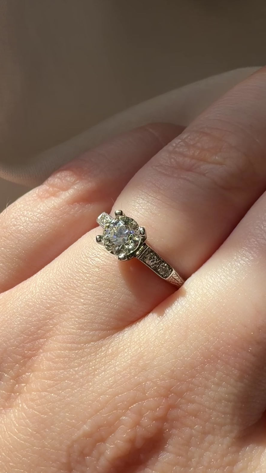 Art Deco Platinum and 0.65 Carat Diamond Ring