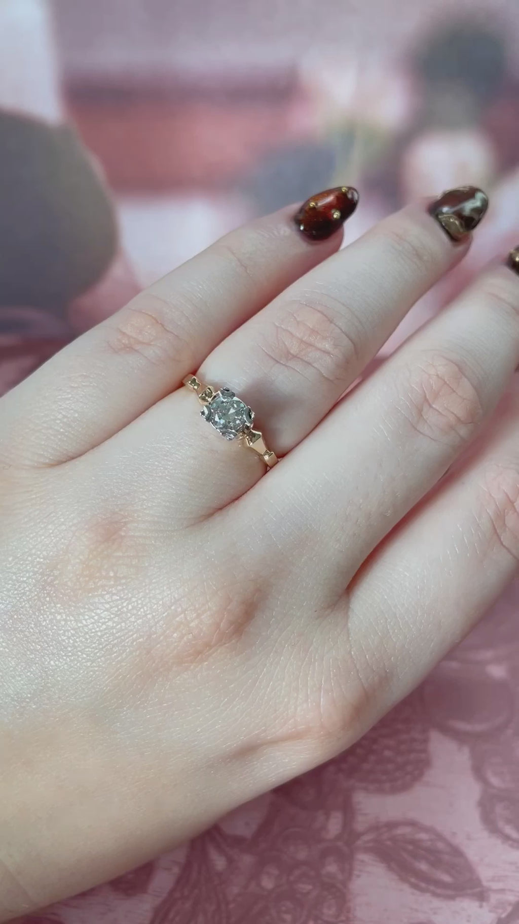 Retro 14k Two-Tone and Old European Cut Diamond Solitaire Ring